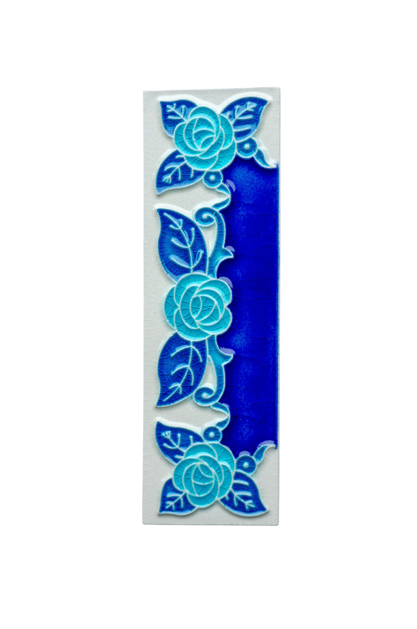 Sapphire Rose | Numéro de porte en céramique avec cadre – 4,7 cm x 15 cm (1,85 po x 5,91 po)