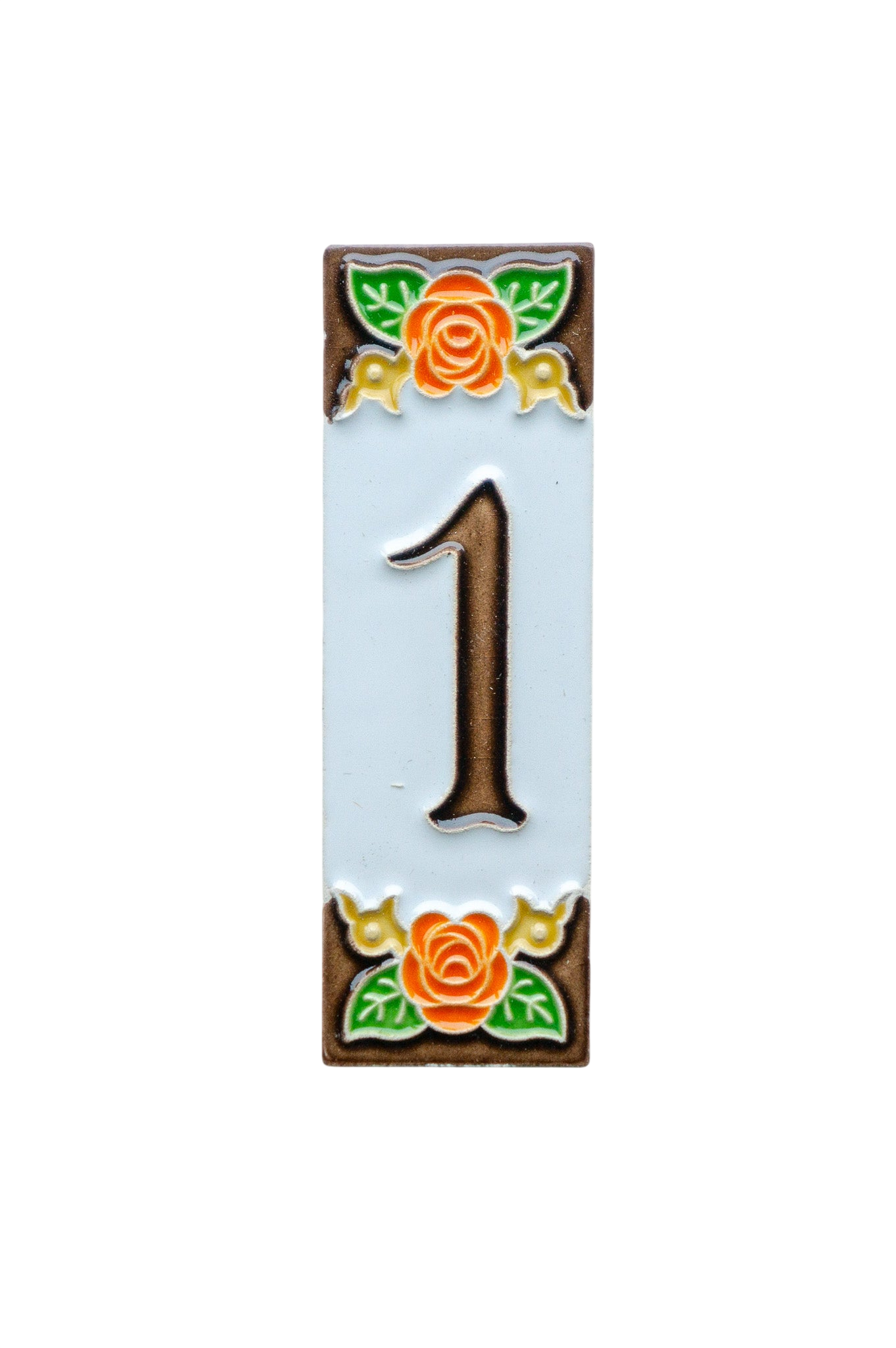 Mini Valencia | Numéro de porte en céramique avec cadre – 3 cm x 10 cm (1,18 po x 3,94 po)