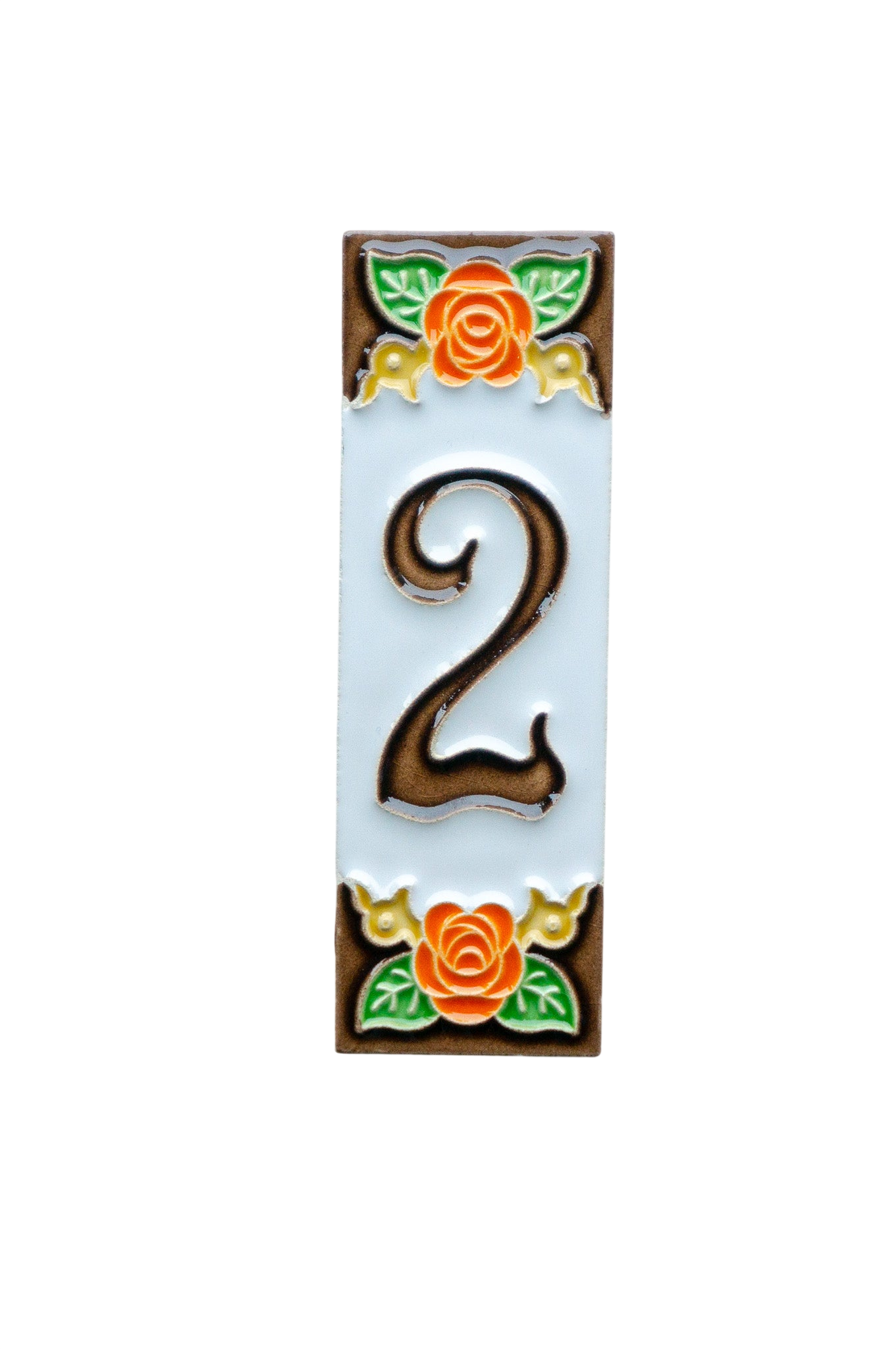 Mini Valencia | Numéro de porte en céramique avec cadre – 3 cm x 10 cm (1,18 po x 3,94 po)