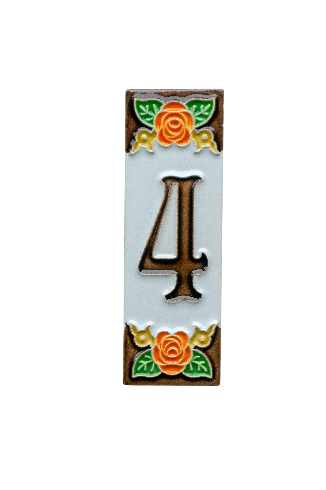 Valencia Rose | Numéro de porte en céramique avec cadre – 4,7 cm x 15 cm (1,85 po x 5,91 po)