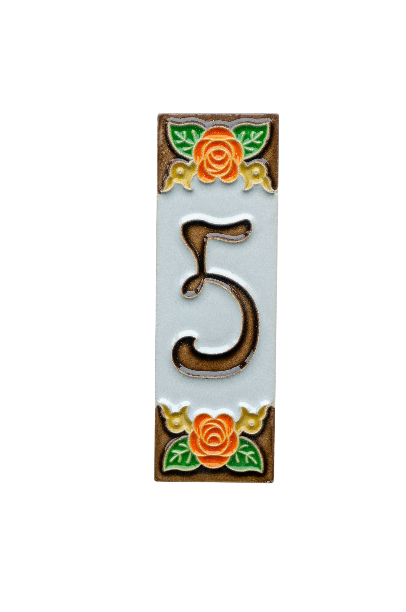 Mini Valencia | Numéro de porte en céramique avec cadre – 3 cm x 10 cm (1,18 po x 3,94 po)