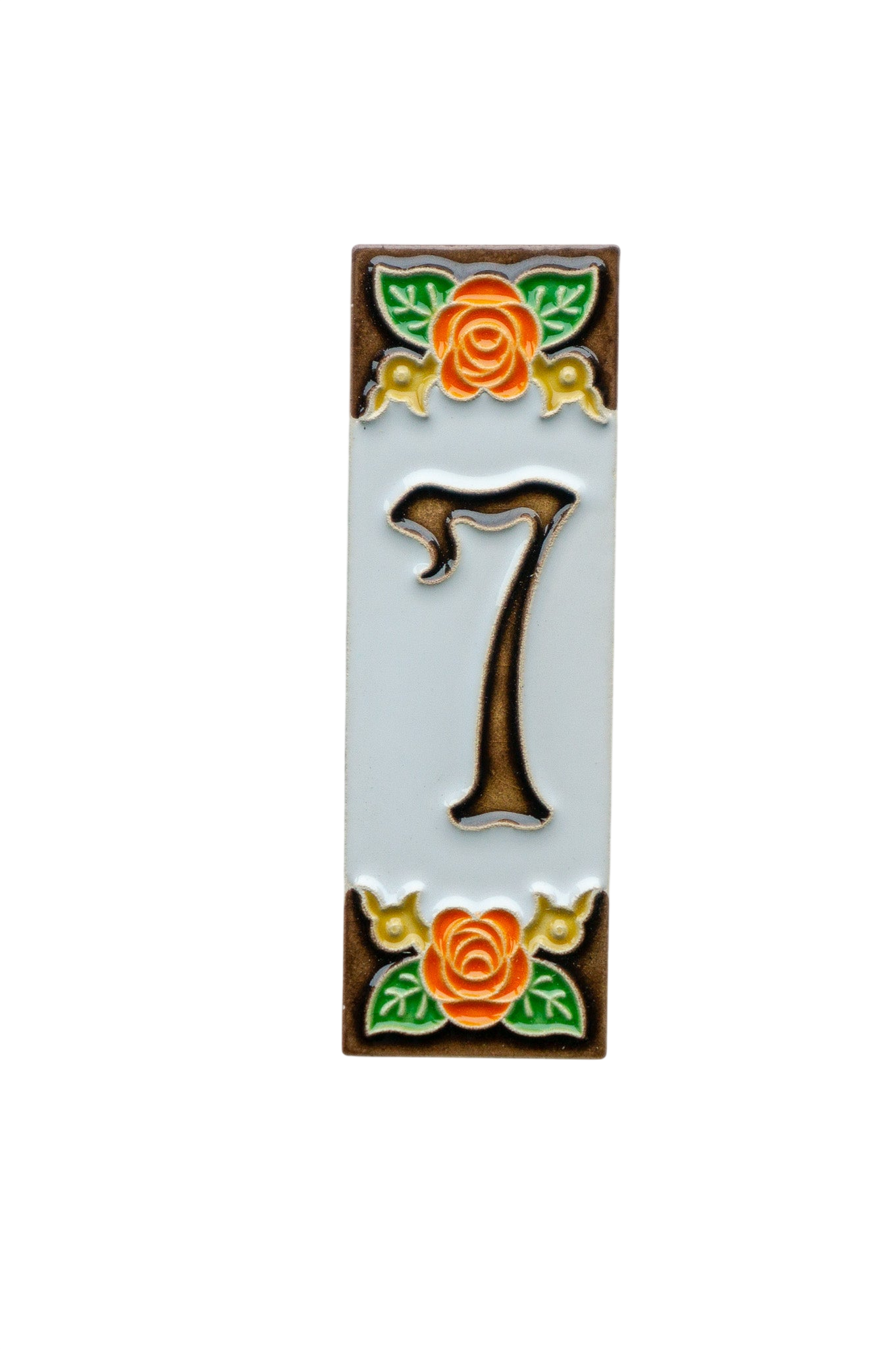 Valencia Rose | Numéro de porte en céramique avec cadre – 4,7 cm x 15 cm (1,85 po x 5,91 po)