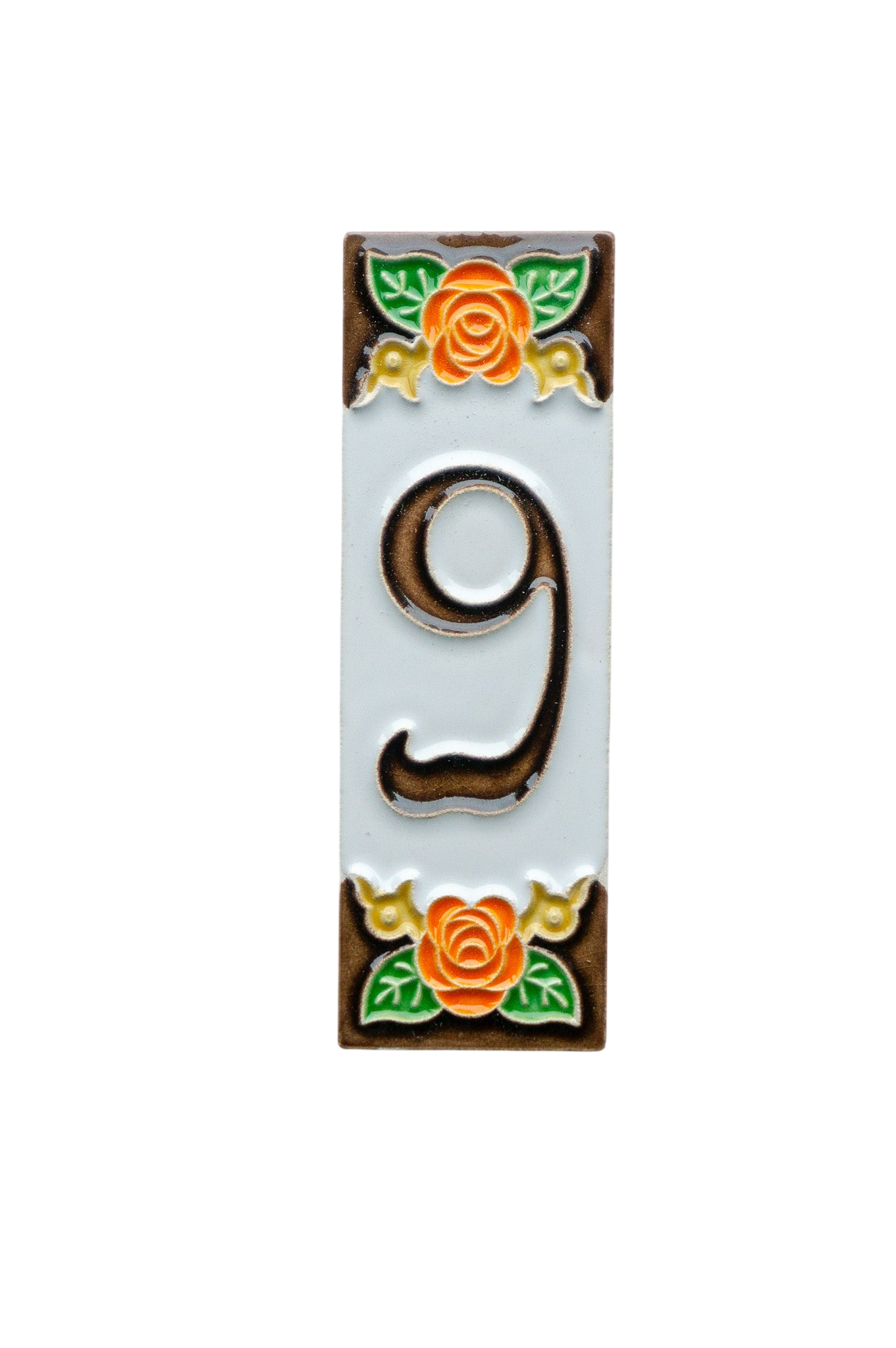Valencia Rose | Numéro de porte en céramique avec cadre – 4,7 cm x 15 cm (1,85 po x 5,91 po)