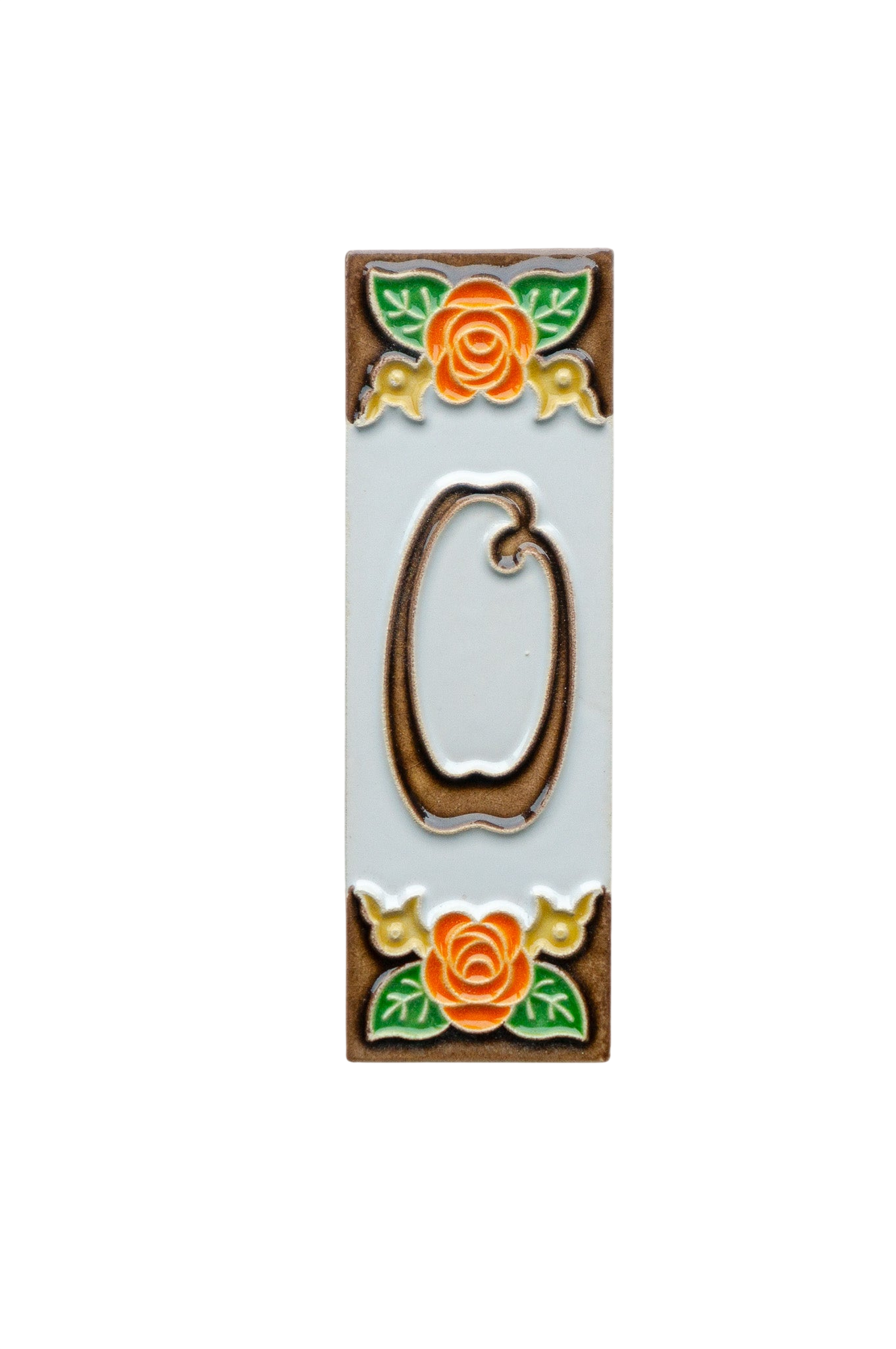 Mini Valencia | Numéro de porte en céramique avec cadre – 3 cm x 10 cm (1,18 po x 3,94 po)