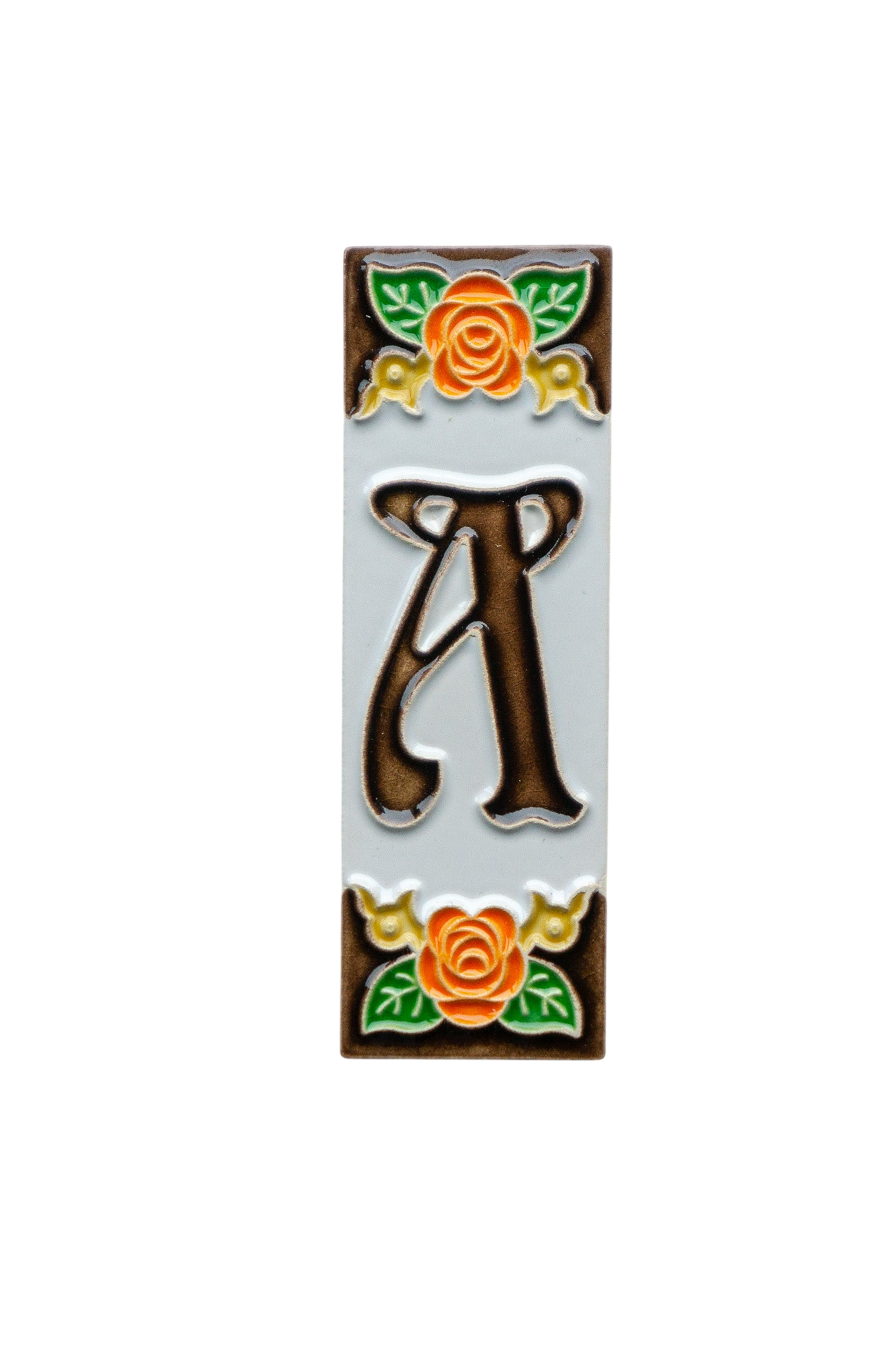 Valencia Rose | Numéro de porte en céramique avec cadre – 4,7 cm x 15 cm (1,85 po x 5,91 po)