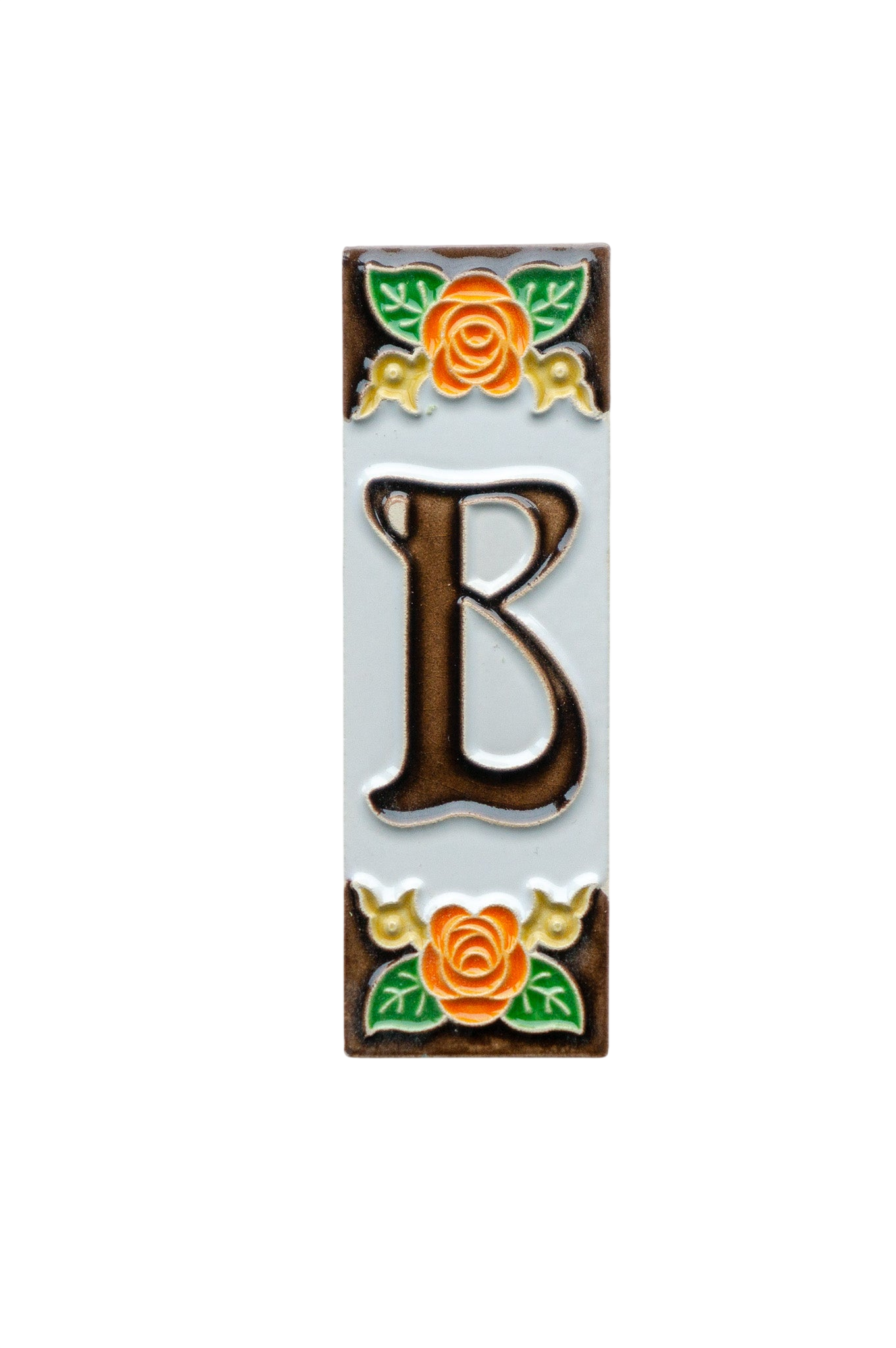 Valencia Rose | Numéro de porte en céramique avec cadre – 4,7 cm x 15 cm (1,85 po x 5,91 po)