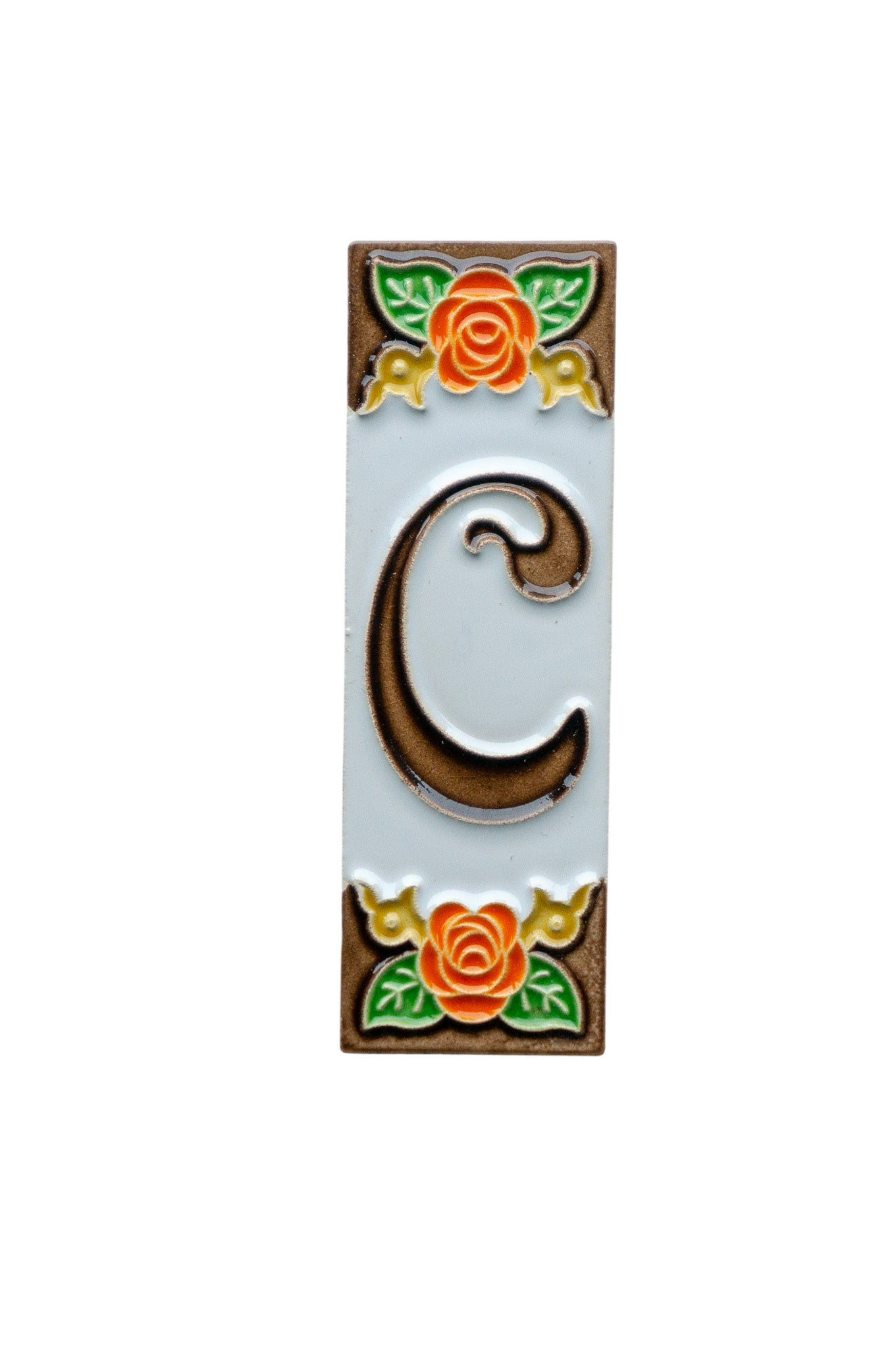 Valencia Rose | Numéro de porte en céramique avec cadre – 4,7 cm x 15 cm (1,85 po x 5,91 po)