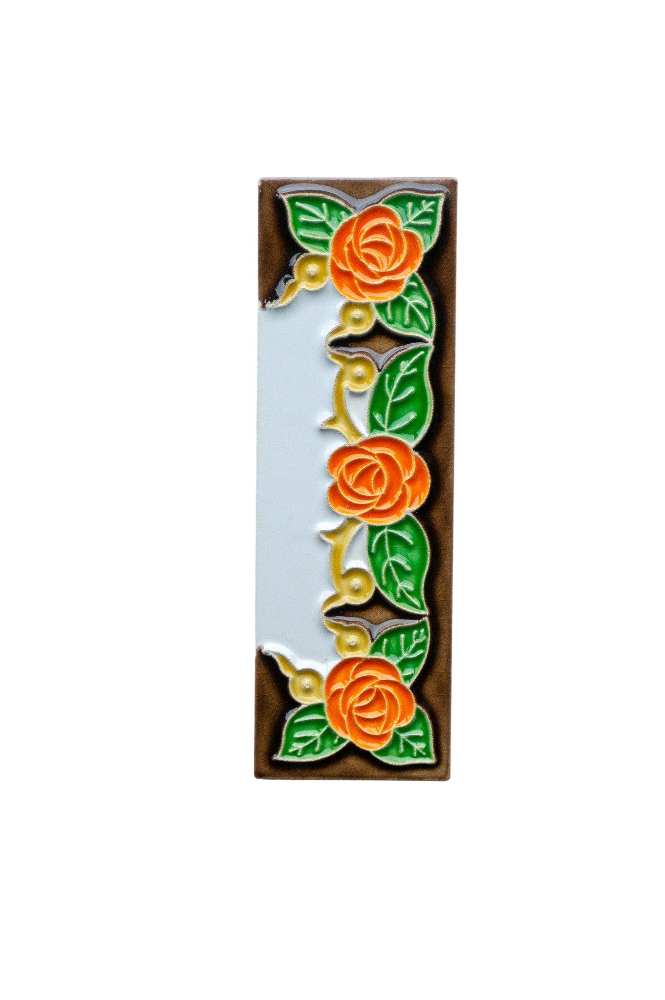 Valencia Rose | Numéro de porte en céramique avec cadre – 4,7 cm x 15 cm (1,85 po x 5,91 po)