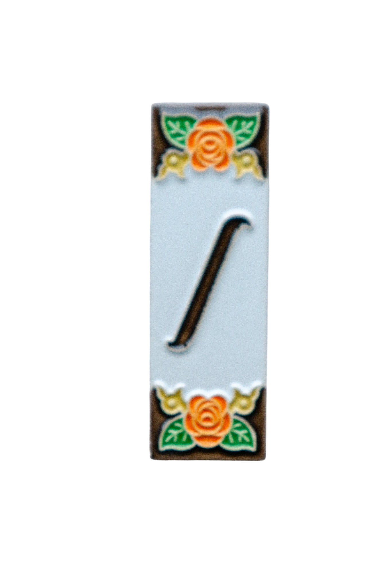 Mini Valencia | Numéro de porte en céramique avec cadre – 3 cm x 10 cm (1,18 po x 3,94 po)