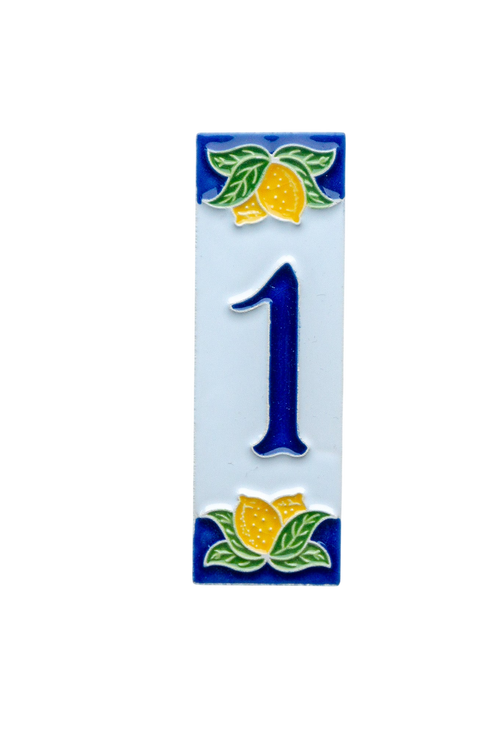 Amalfi Lemon | Ceramic Door Number Tile & Frame – 4.7cm x 15cm (1.85" x 5.91")