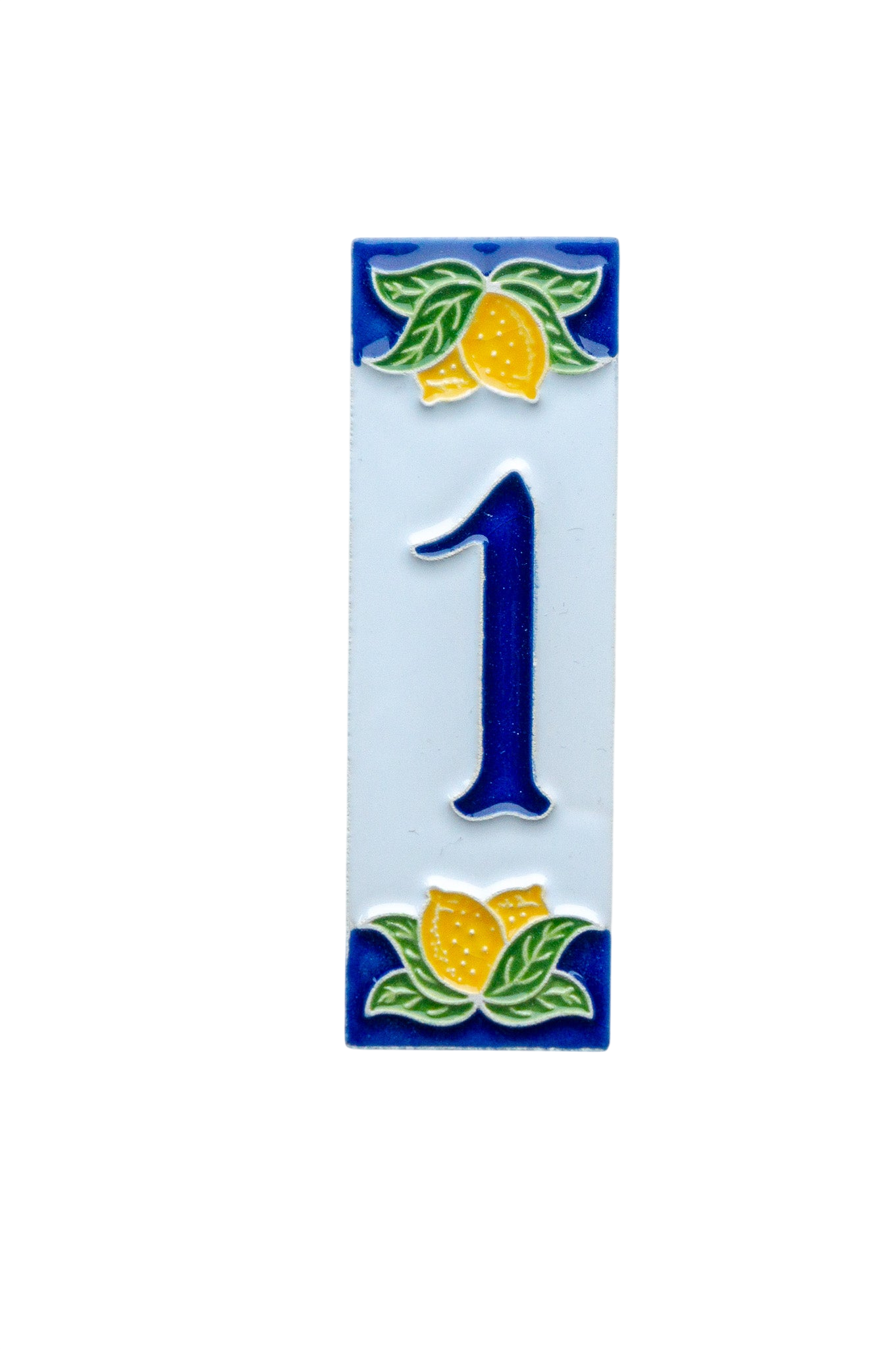 Mini Citrons | Numéro de porte en céramique avec cadre – 3 cm x 10 cm (1,18 x 3,94 po)