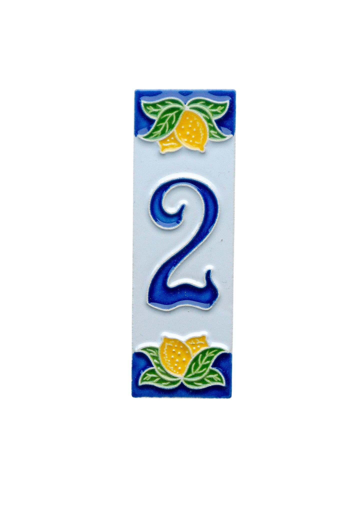 Mini Citrons | Numéro de porte en céramique avec cadre – 3 cm x 10 cm (1,18 x 3,94 po)