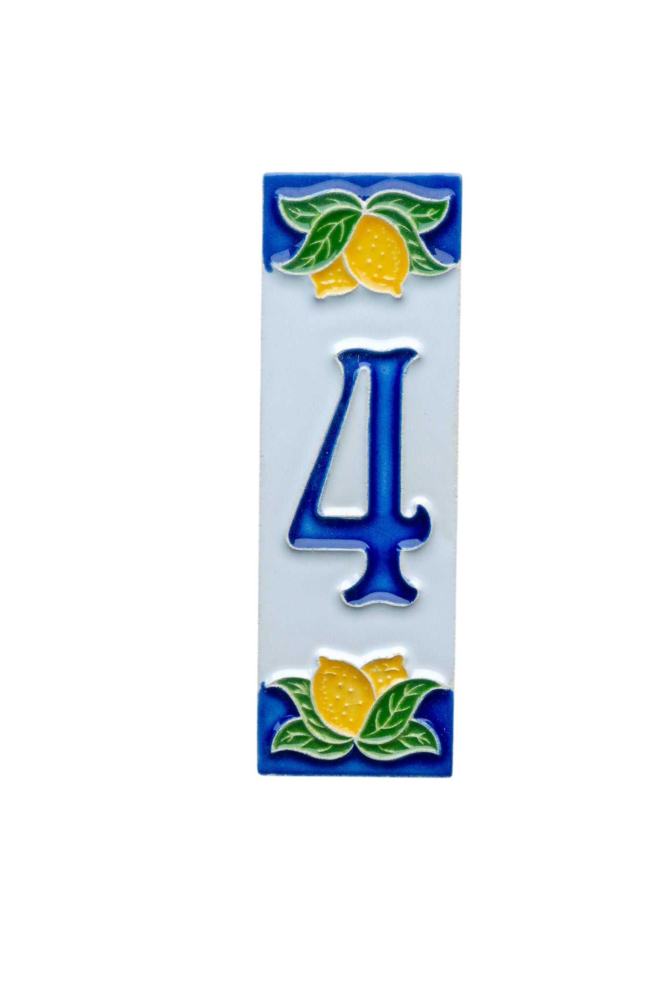 Mini Citrons | Numéro de porte en céramique avec cadre – 3 cm x 10 cm (1,18 x 3,94 po)