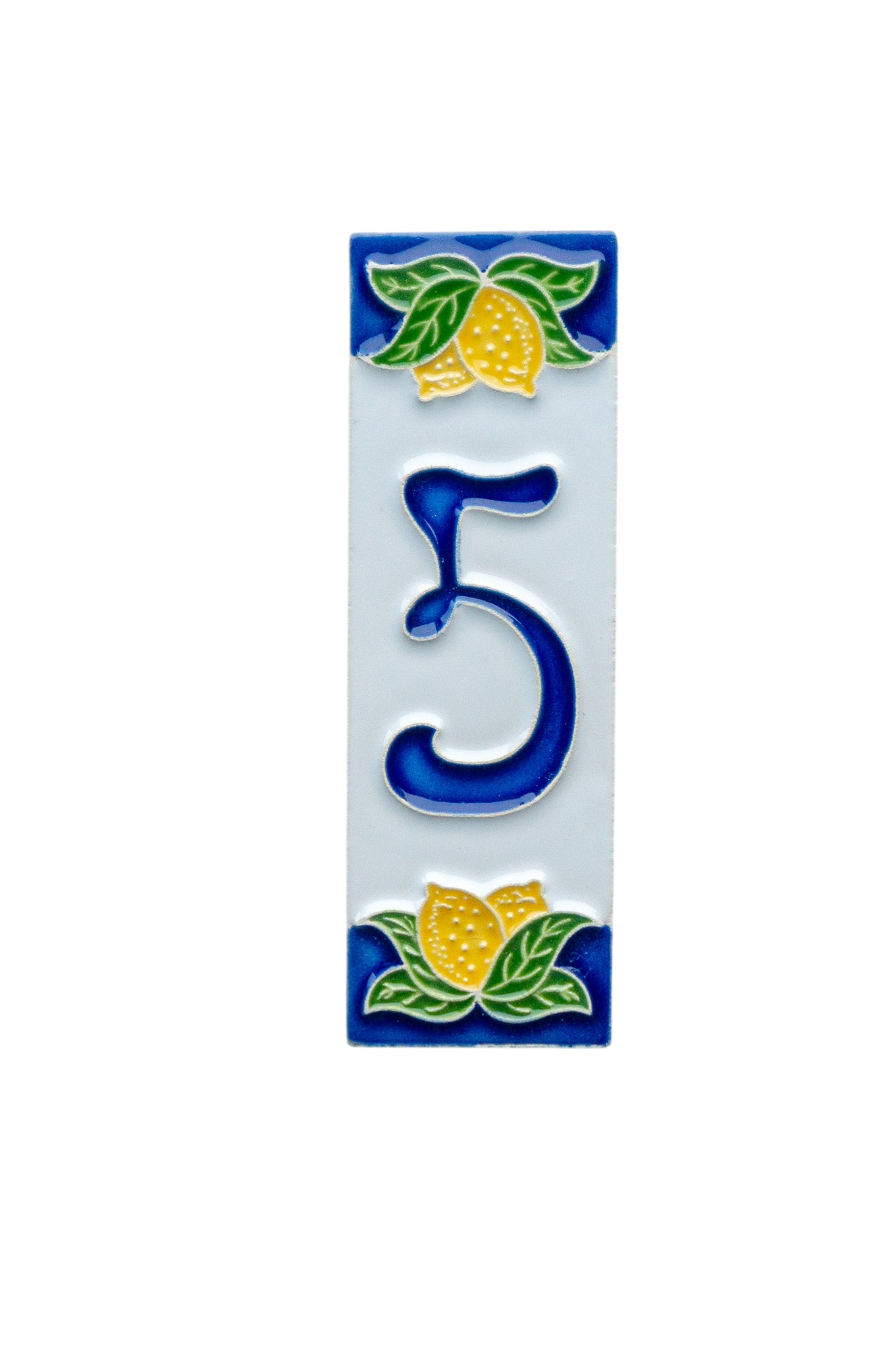 Mini Citrons | Numéro de porte en céramique avec cadre – 3 cm x 10 cm (1,18 x 3,94 po)