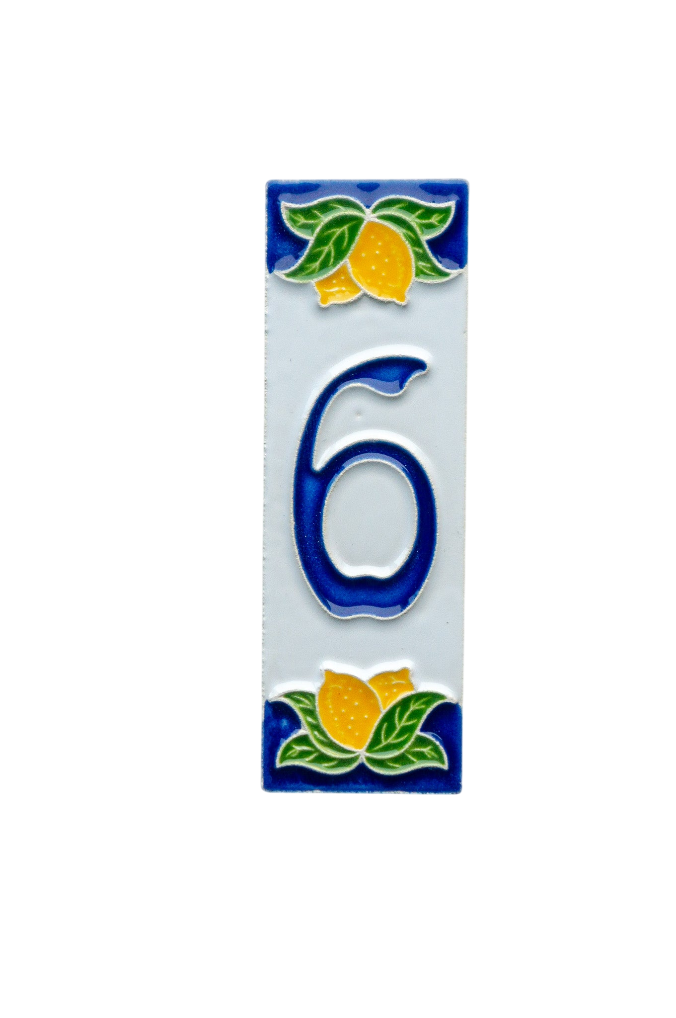 Mini Citrons | Numéro de porte en céramique avec cadre – 3 cm x 10 cm (1,18 x 3,94 po)