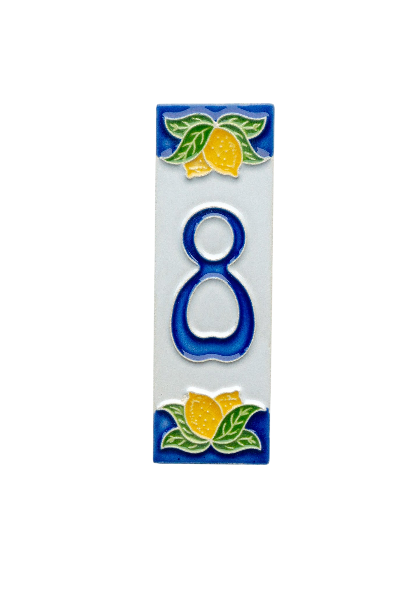 Amalfi Lemon | Ceramic Door Number Tile & Frame – 4.7cm x 15cm (1.85" x 5.91")