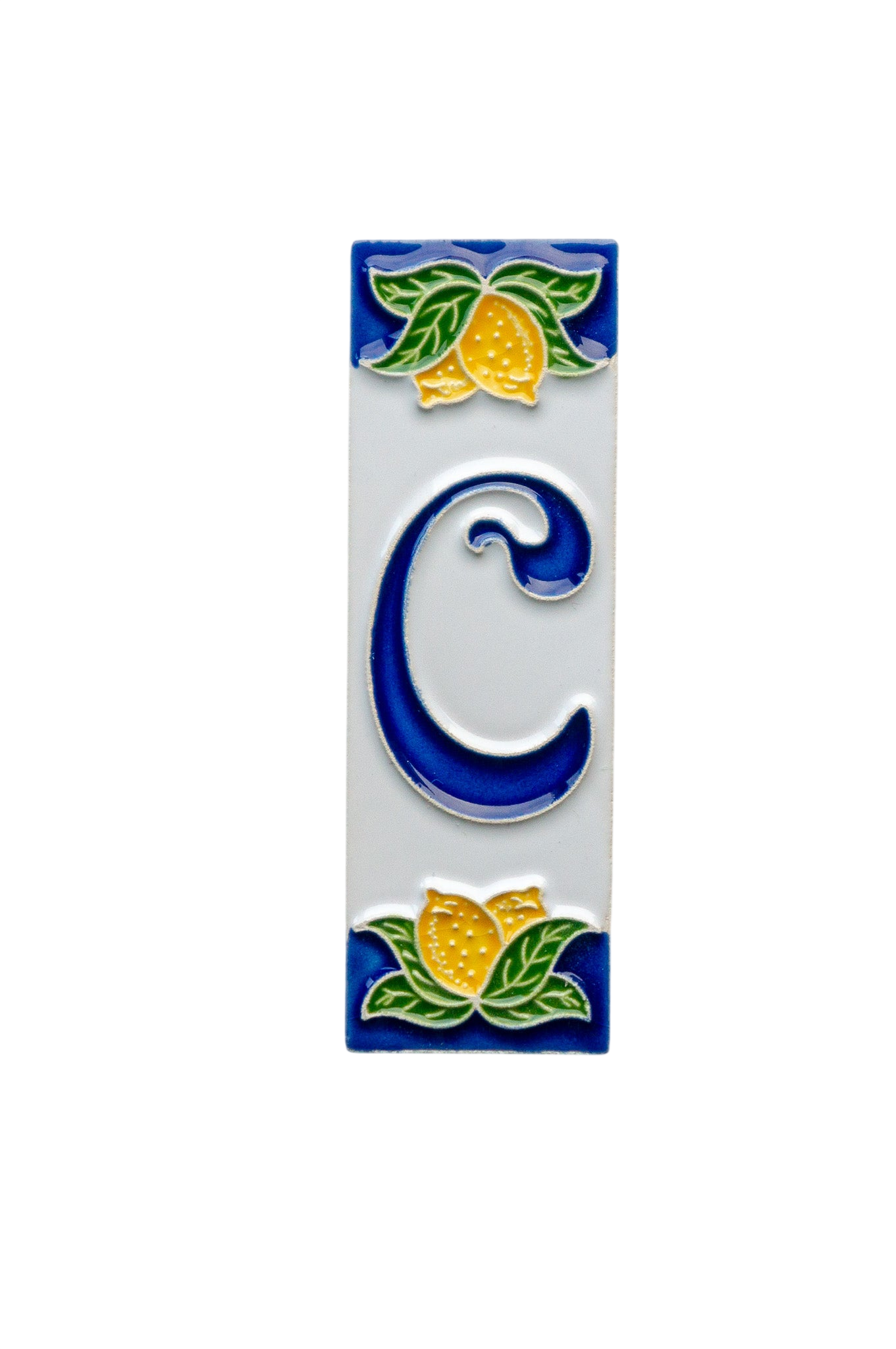 Mini Citrons | Numéro de porte en céramique avec cadre – 3 cm x 10 cm (1,18 x 3,94 po)