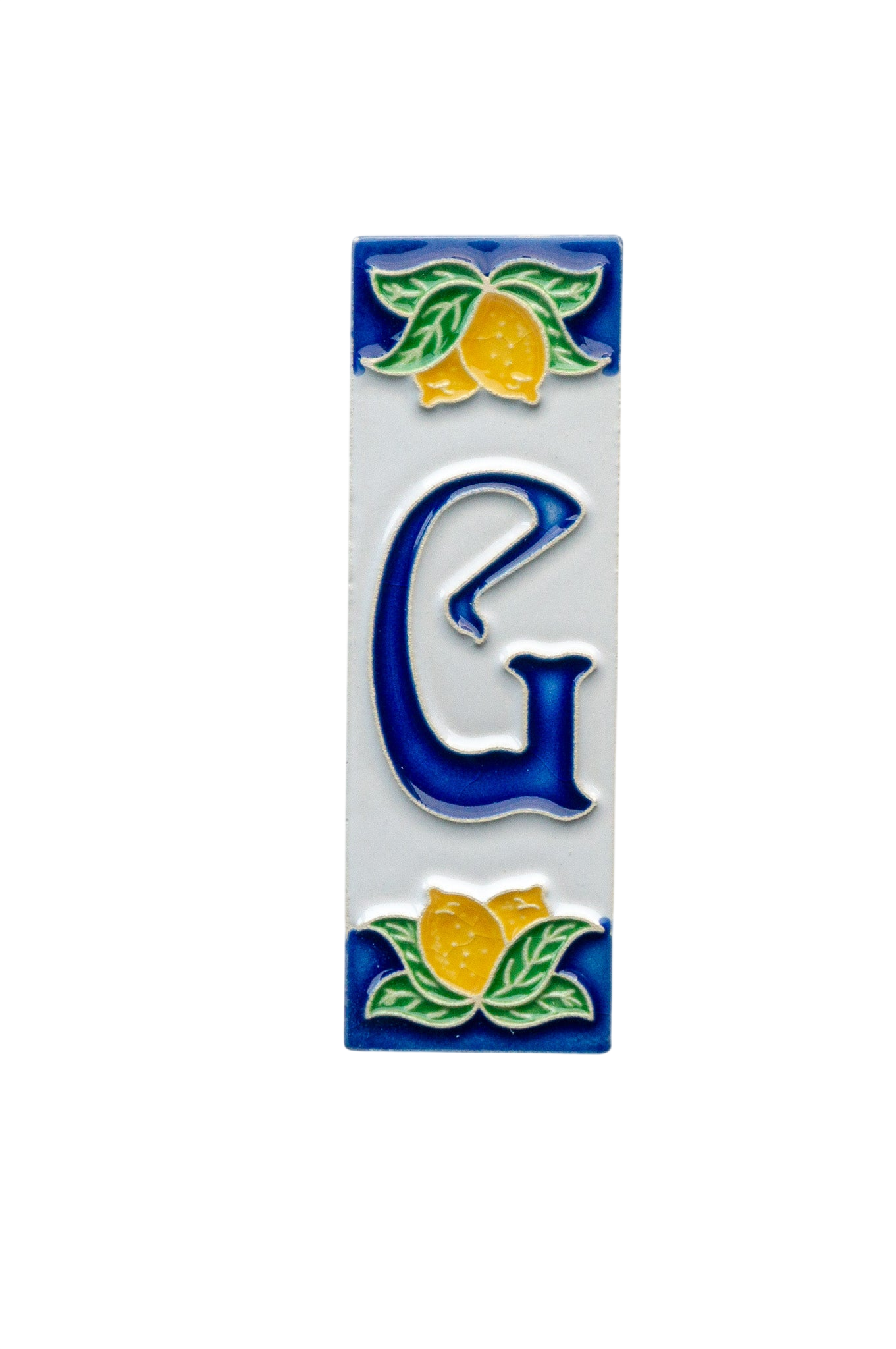 Mini Citrons | Numéro de porte en céramique avec cadre – 3 cm x 10 cm (1,18 x 3,94 po)