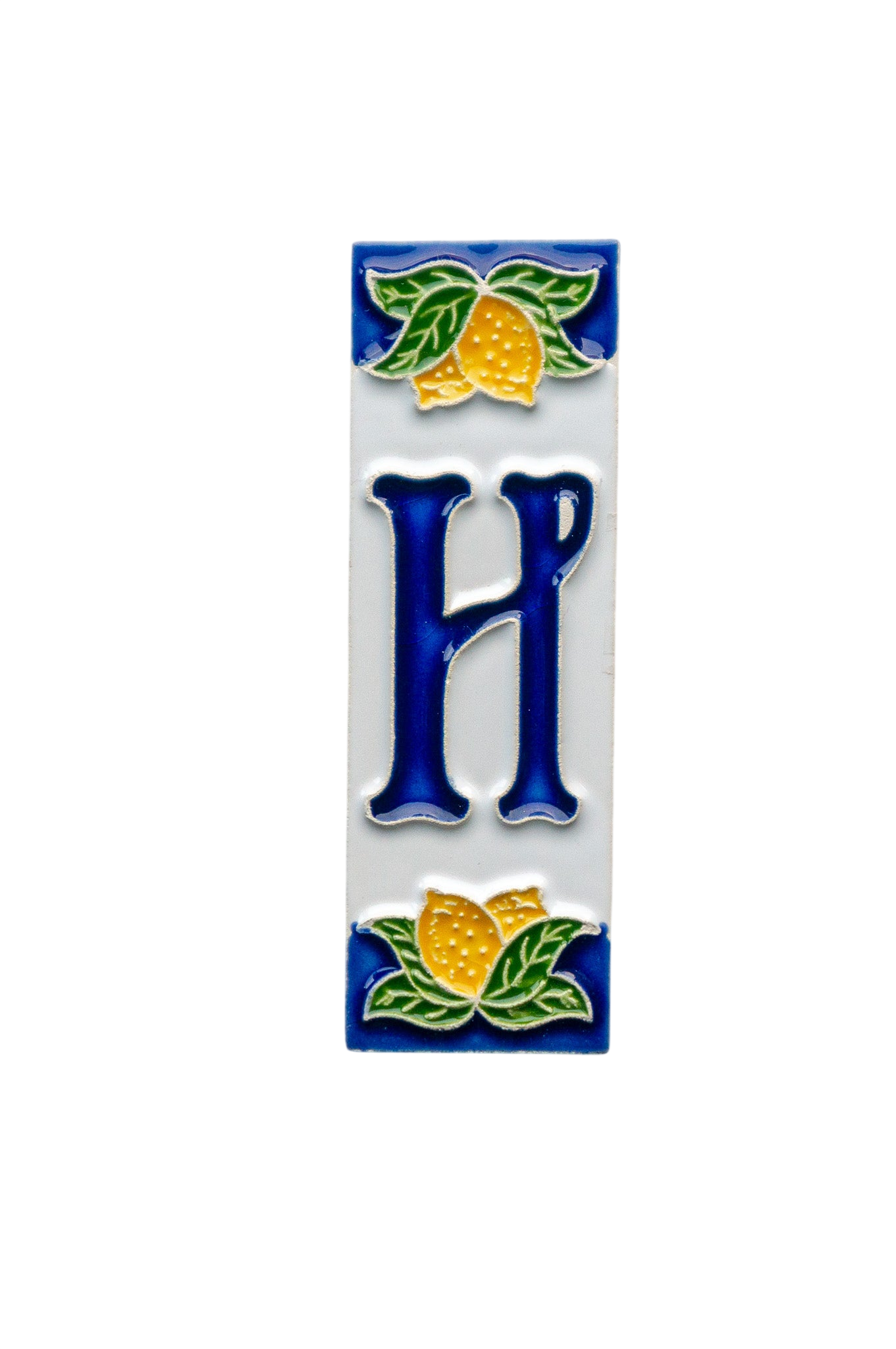 Mini Citrons | Numéro de porte en céramique avec cadre – 3 cm x 10 cm (1,18 x 3,94 po)