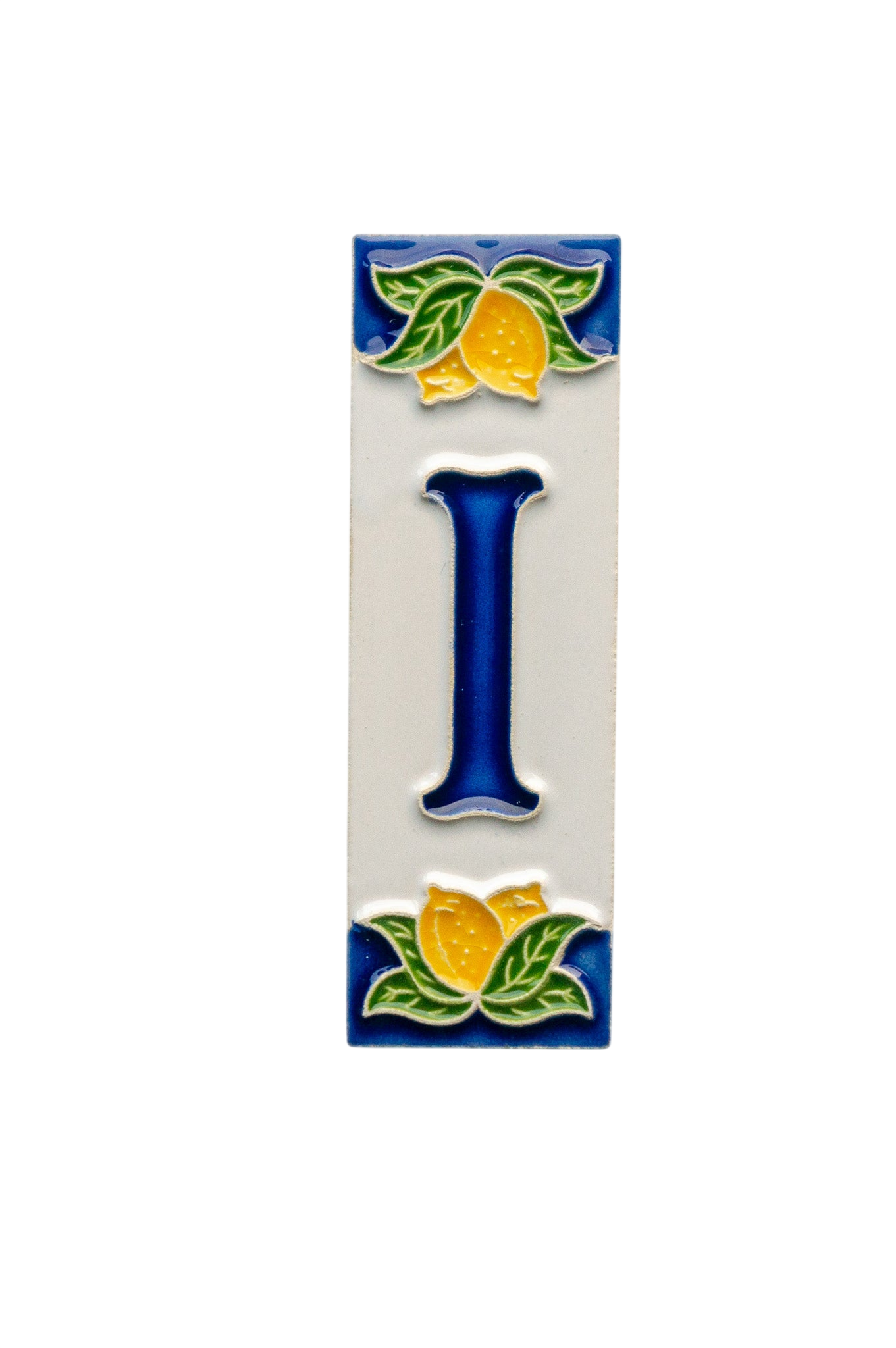 Mini Citrons | Numéro de porte en céramique avec cadre – 3 cm x 10 cm (1,18 x 3,94 po)