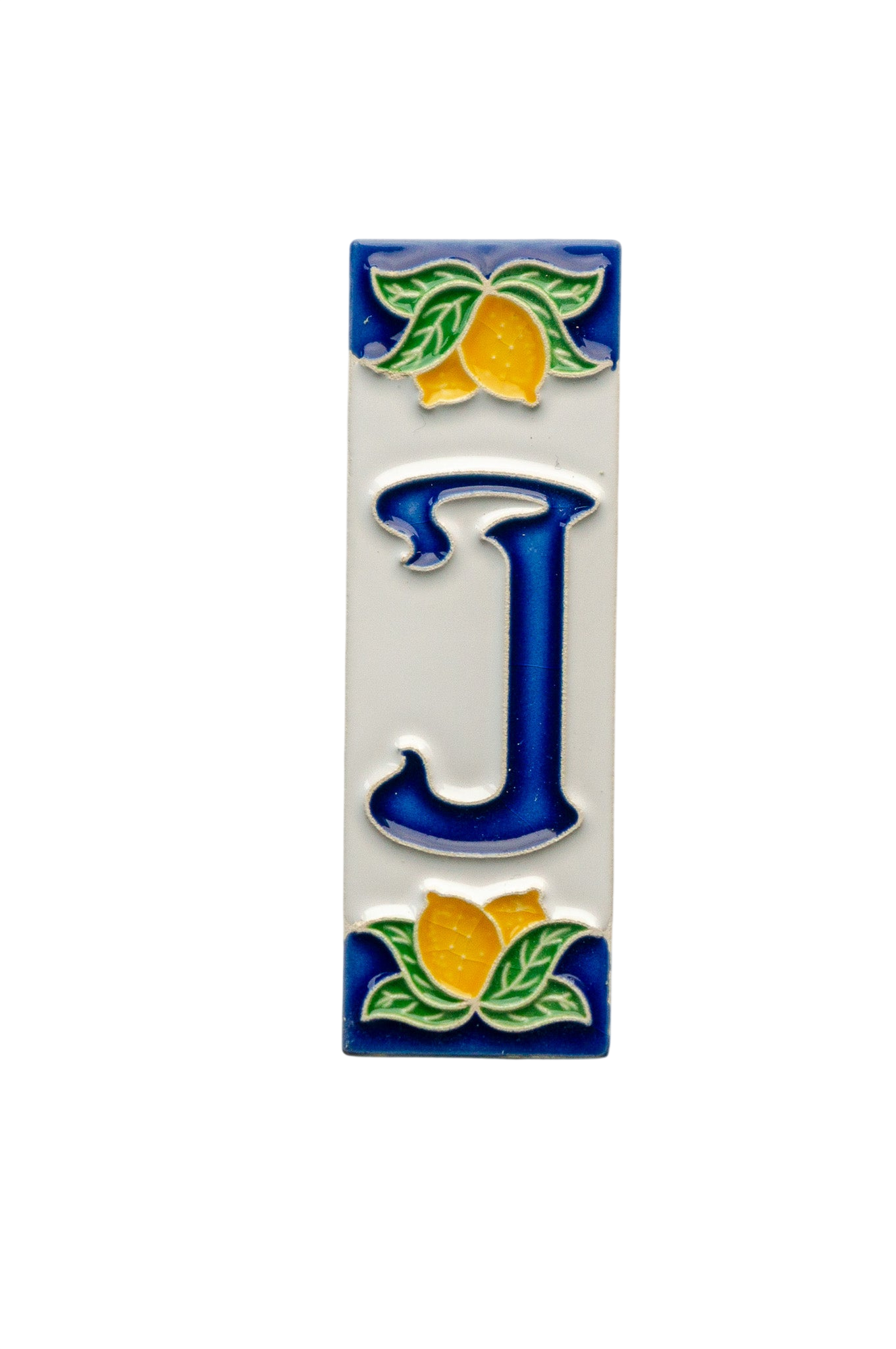 Mini Citrons | Numéro de porte en céramique avec cadre – 3 cm x 10 cm (1,18 x 3,94 po)