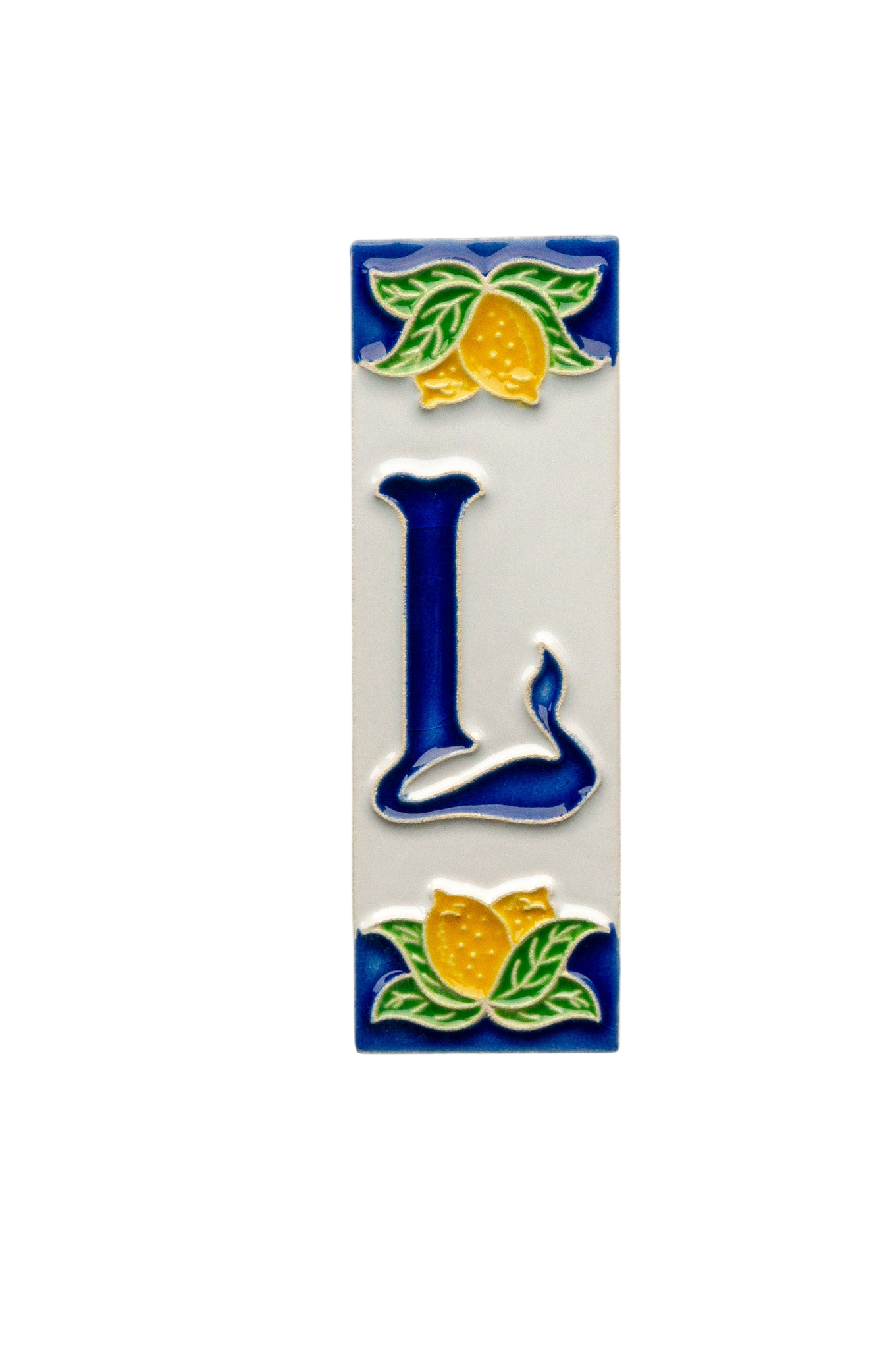 Mini Citrons | Numéro de porte en céramique avec cadre – 3 cm x 10 cm (1,18 x 3,94 po)