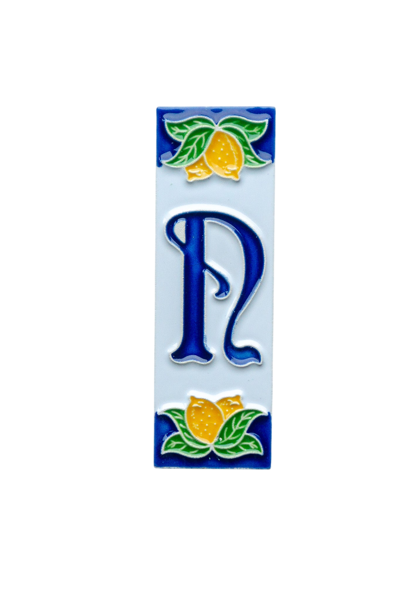 Mini Citrons | Numéro de porte en céramique avec cadre – 3 cm x 10 cm (1,18 x 3,94 po)