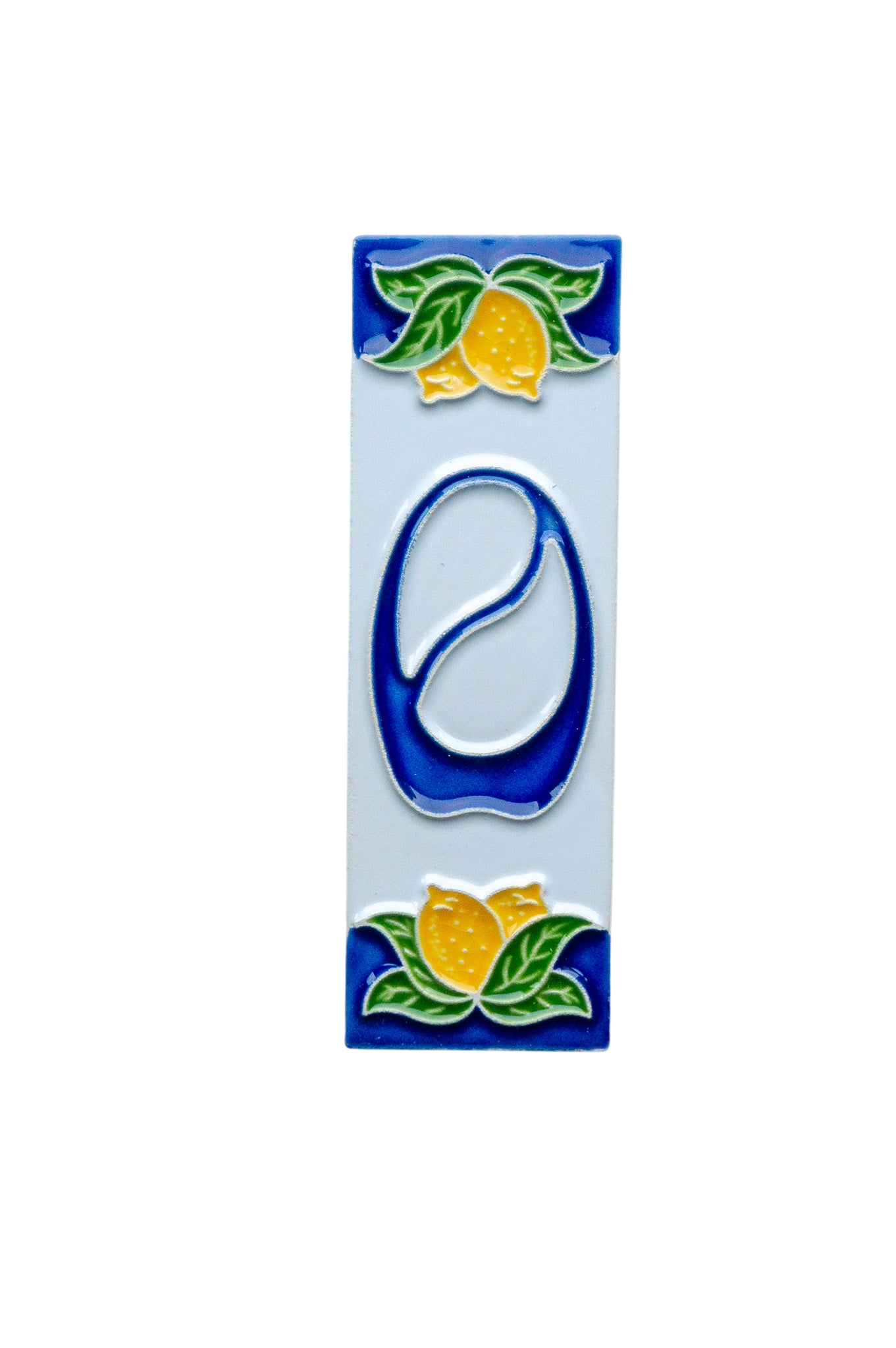 Mini Citrons | Numéro de porte en céramique avec cadre – 3 cm x 10 cm (1,18 x 3,94 po)