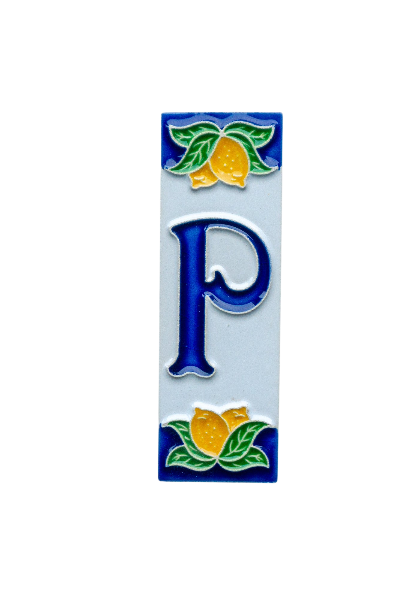 Mini Citrons | Numéro de porte en céramique avec cadre – 3 cm x 10 cm (1,18 x 3,94 po)