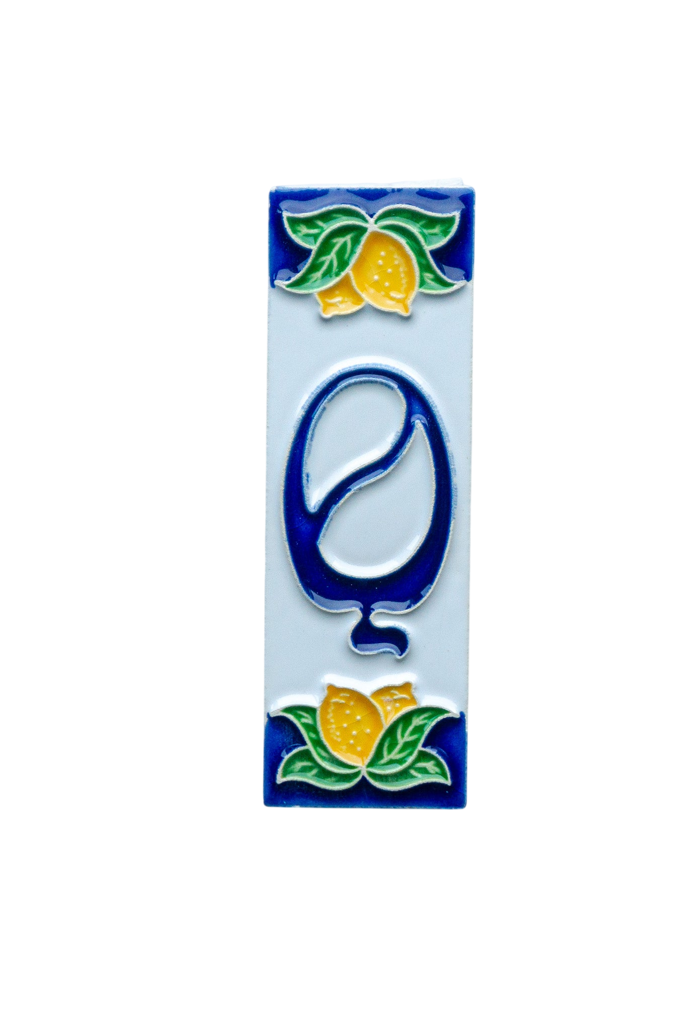 Mini Citrons | Numéro de porte en céramique avec cadre – 3 cm x 10 cm (1,18 x 3,94 po)