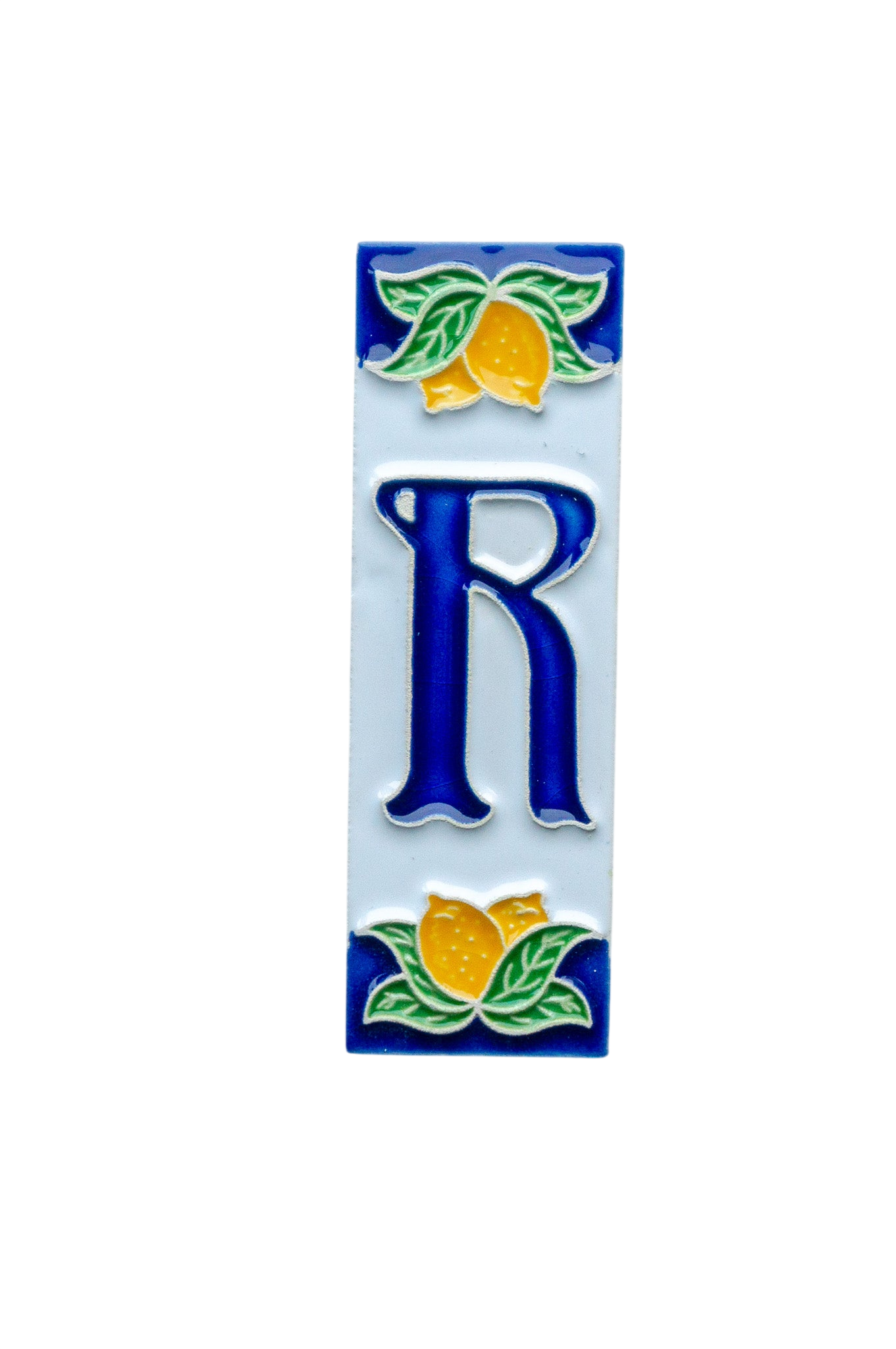 Mini Citrons | Numéro de porte en céramique avec cadre – 3 cm x 10 cm (1,18 x 3,94 po)