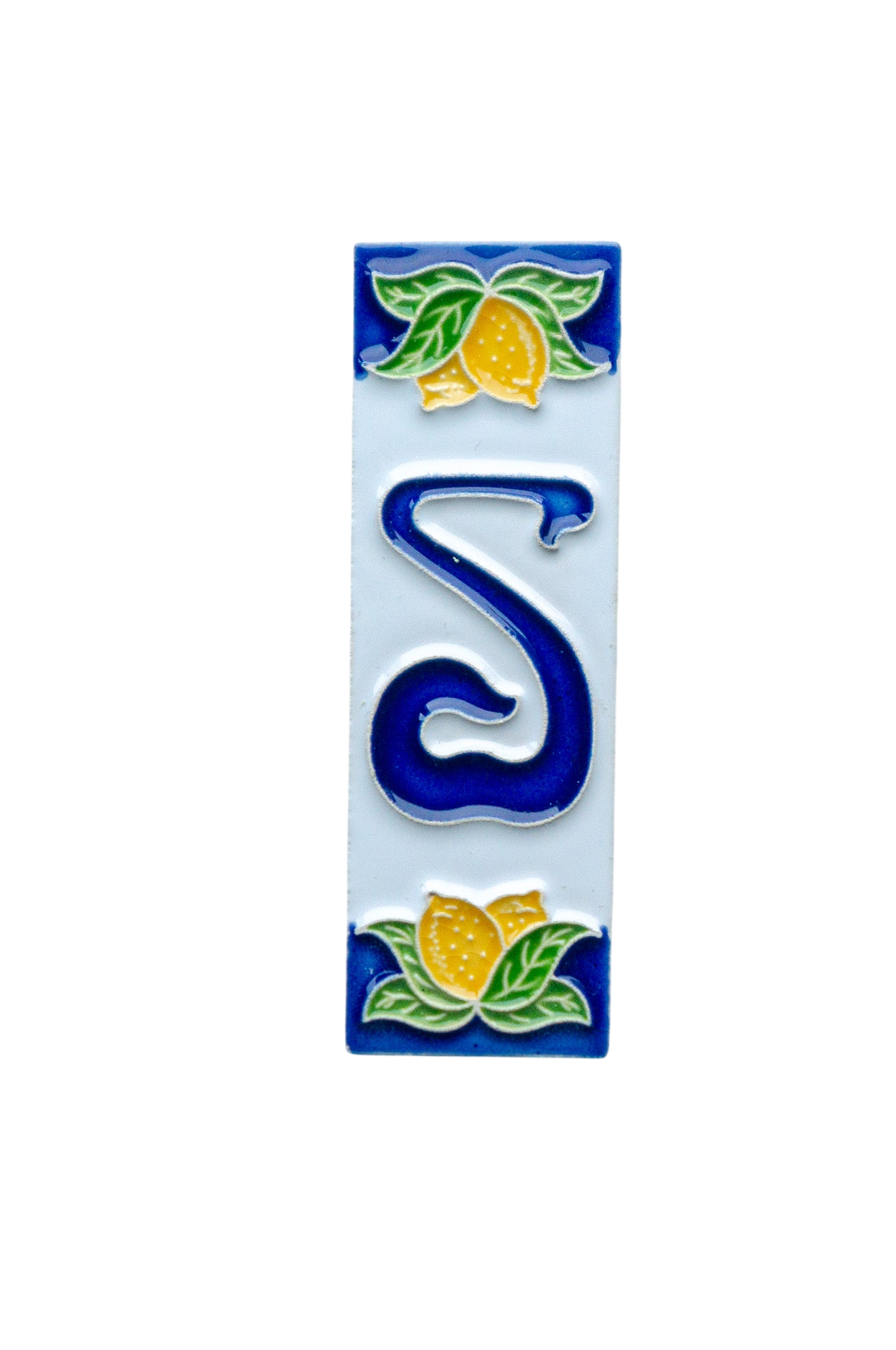 Mini Citrons | Numéro de porte en céramique avec cadre – 3 cm x 10 cm (1,18 x 3,94 po)