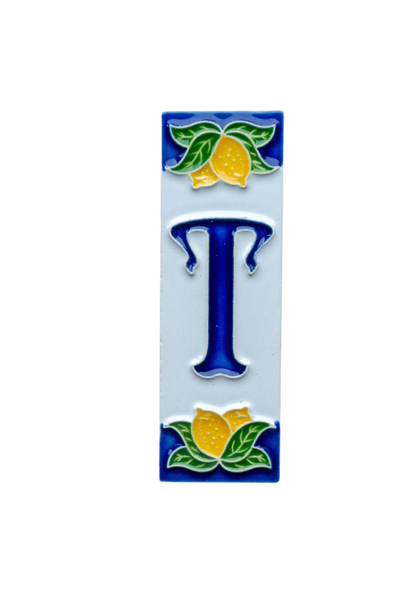 Mini Citrons | Numéro de porte en céramique avec cadre – 3 cm x 10 cm (1,18 x 3,94 po)