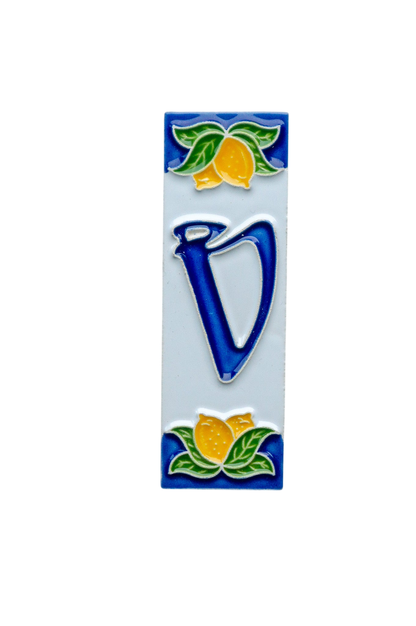 Mini Citrons | Numéro de porte en céramique avec cadre – 3 cm x 10 cm (1,18 x 3,94 po)