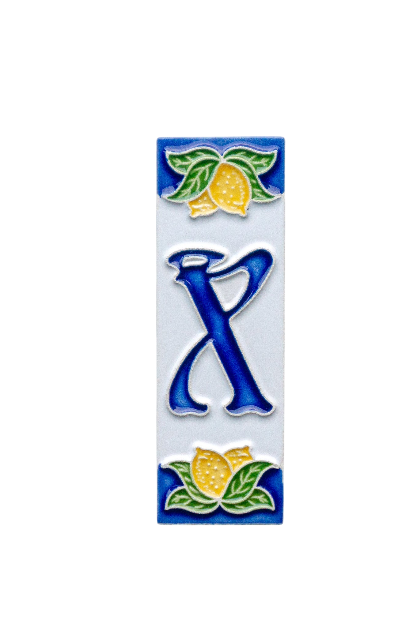 Mini Citrons | Numéro de porte en céramique avec cadre – 3 cm x 10 cm (1,18 x 3,94 po)