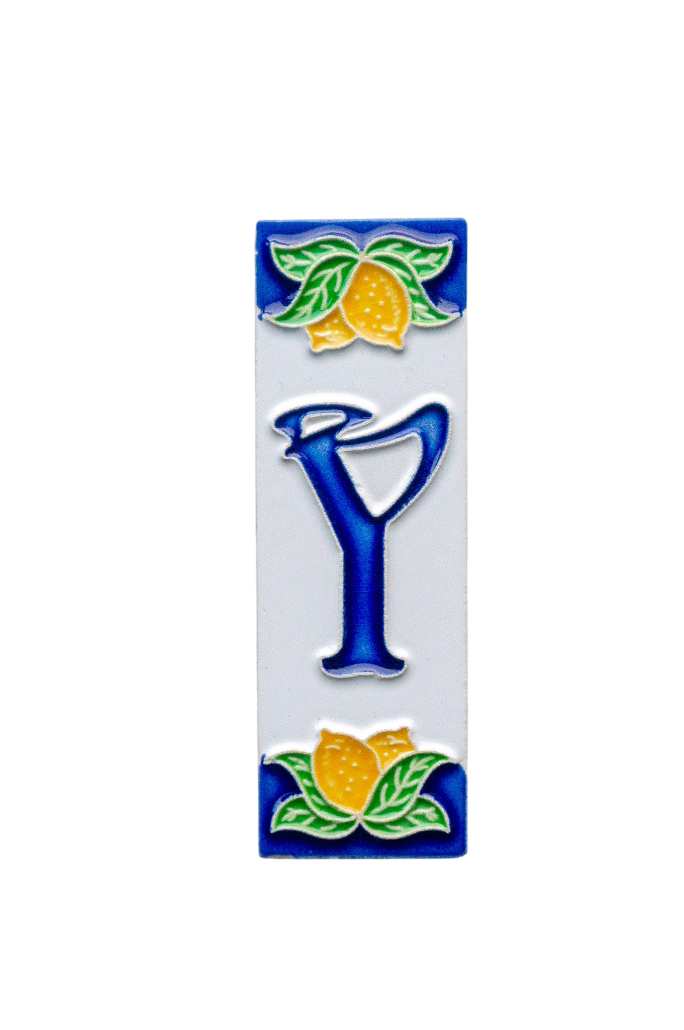 Mini Citrons | Numéro de porte en céramique avec cadre – 3 cm x 10 cm (1,18 x 3,94 po)