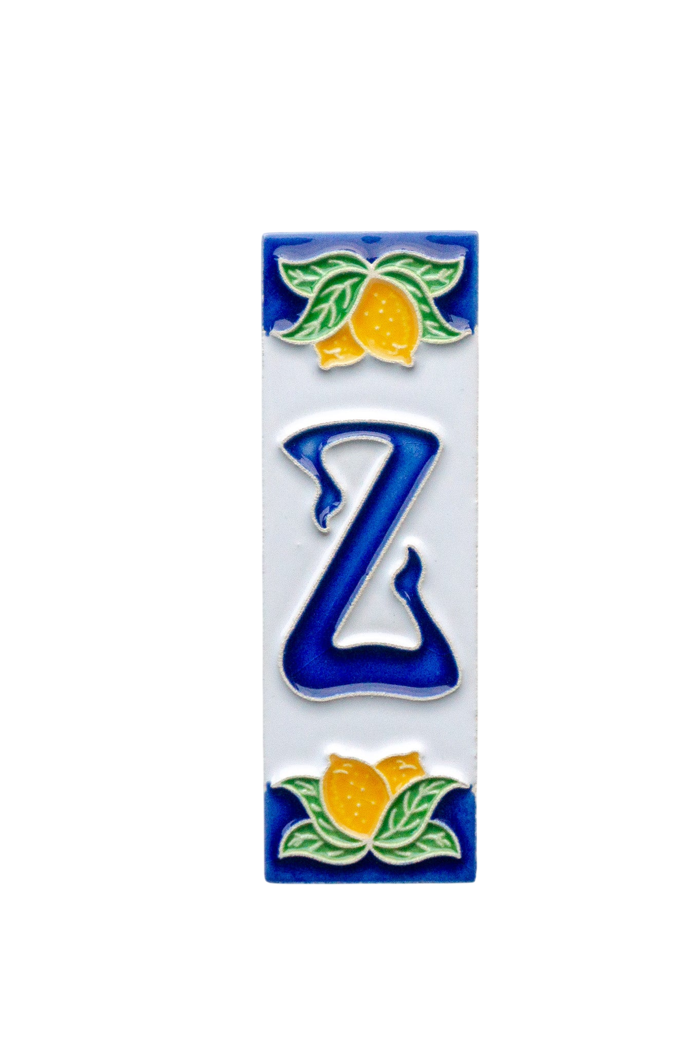 Mini Citrons | Numéro de porte en céramique avec cadre – 3 cm x 10 cm (1,18 x 3,94 po)