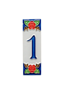 Roja Rose | Numéro de porte en céramique avec cadre – 4,7 cm x 15 cm (1,85 po x 5,91 po)