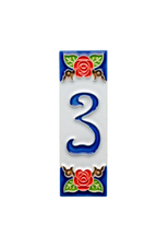 Roja Rose | Numéro de porte en céramique avec cadre – 4,7 cm x 15 cm (1,85 po x 5,91 po)