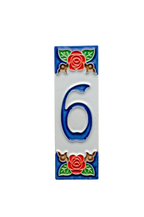 Roja Rose | Numéro de porte en céramique avec cadre – 4,7 cm x 15 cm (1,85 po x 5,91 po)