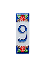 Roja Rose | Numéro de porte en céramique avec cadre – 4,7 cm x 15 cm (1,85 po x 5,91 po)