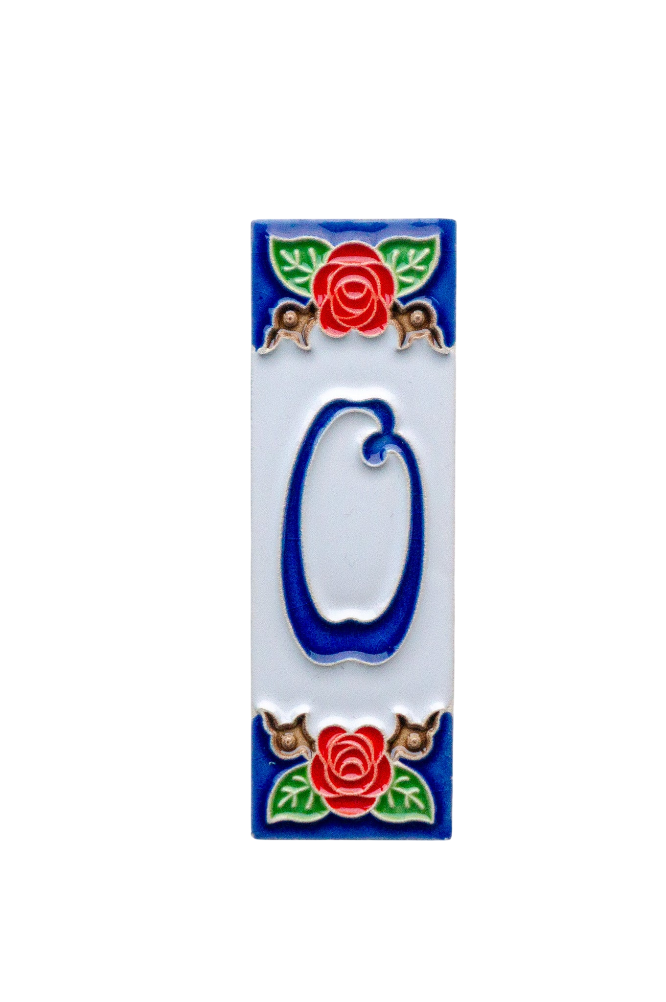 Mini Roja Rose | Numéro de porte en céramique avec cadre – 3 cm x 10 cm (1,18 po x 3,94 po)