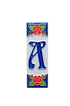 Roja Rose | Numéro de porte en céramique avec cadre – 4,7 cm x 15 cm (1,85 po x 5,91 po)