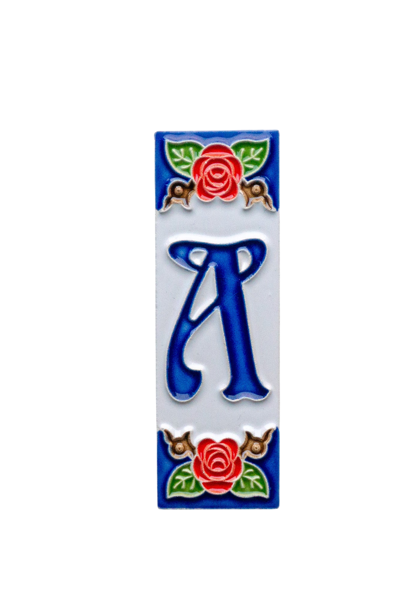 Mini Roja Rose | Numéro de porte en céramique avec cadre – 3 cm x 10 cm (1,18 po x 3,94 po)