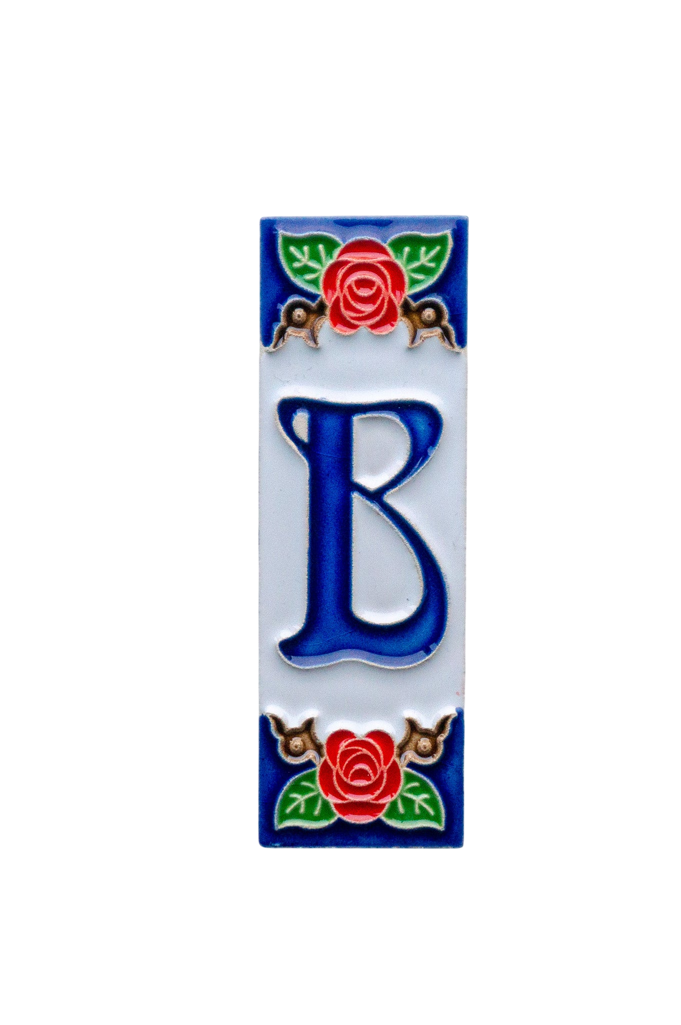 Mini Roja Rose | Numéro de porte en céramique avec cadre – 3 cm x 10 cm (1,18 po x 3,94 po)