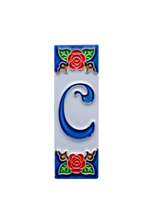 Roja Rose | Numéro de porte en céramique avec cadre – 4,7 cm x 15 cm (1,85 po x 5,91 po)