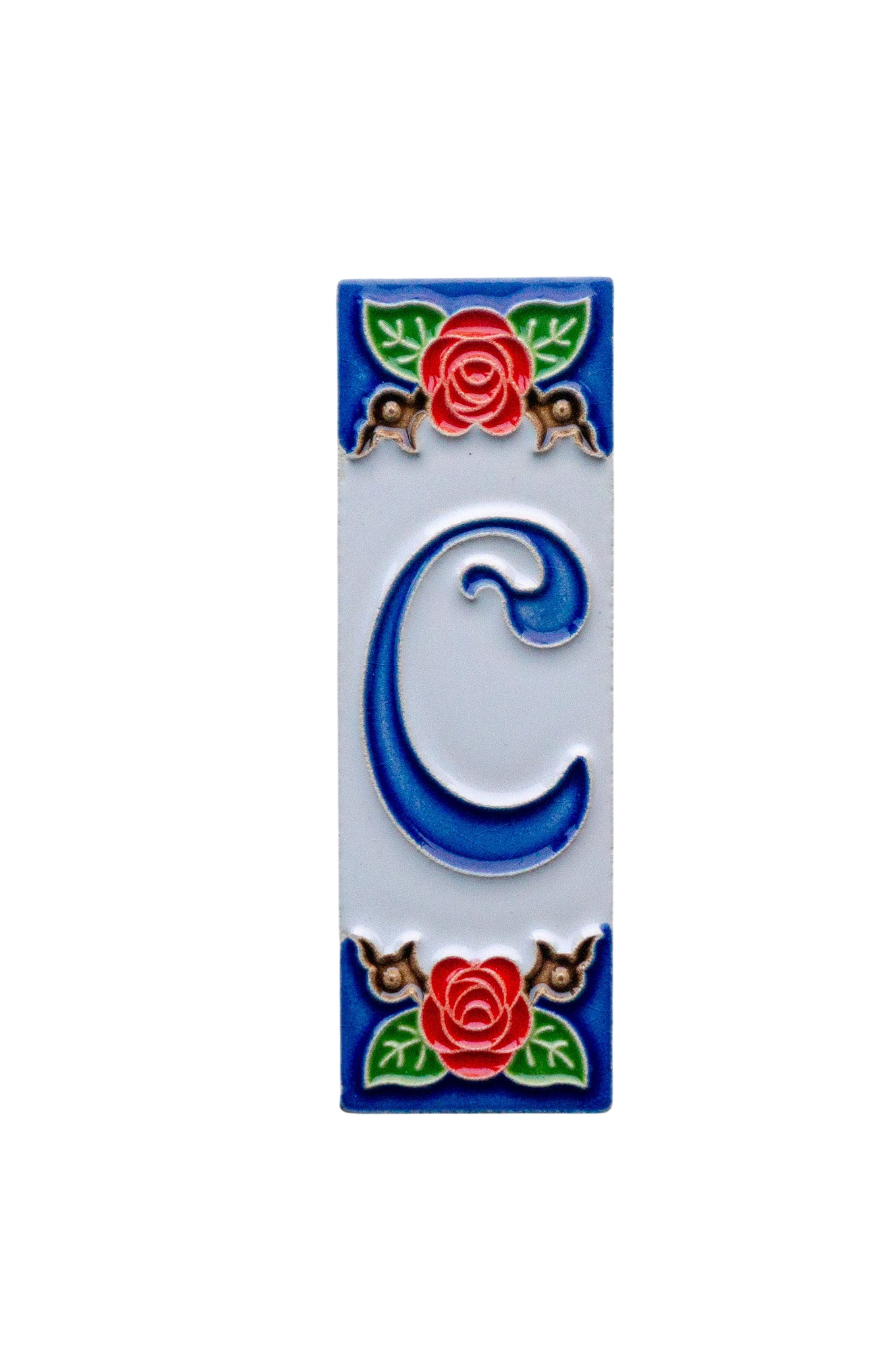 Mini Roja Rose | Numéro de porte en céramique avec cadre – 3 cm x 10 cm (1,18 po x 3,94 po)