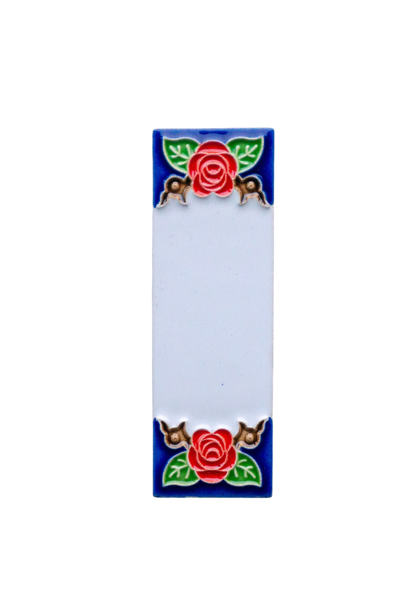 Mini Roja Rose | Numéro de porte en céramique avec cadre – 3 cm x 10 cm (1,18 po x 3,94 po)