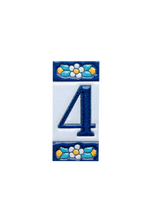 Mini numéro de porte en céramique à motif floral bleu | Cadre inclus – 3,5 cm x 7 cm (1,38 po x 2,76 po) 