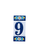 Mini numéro de porte en céramique à motif floral bleu | Cadre inclus – 3,5 cm x 7 cm (1,38 po x 2,76 po) 